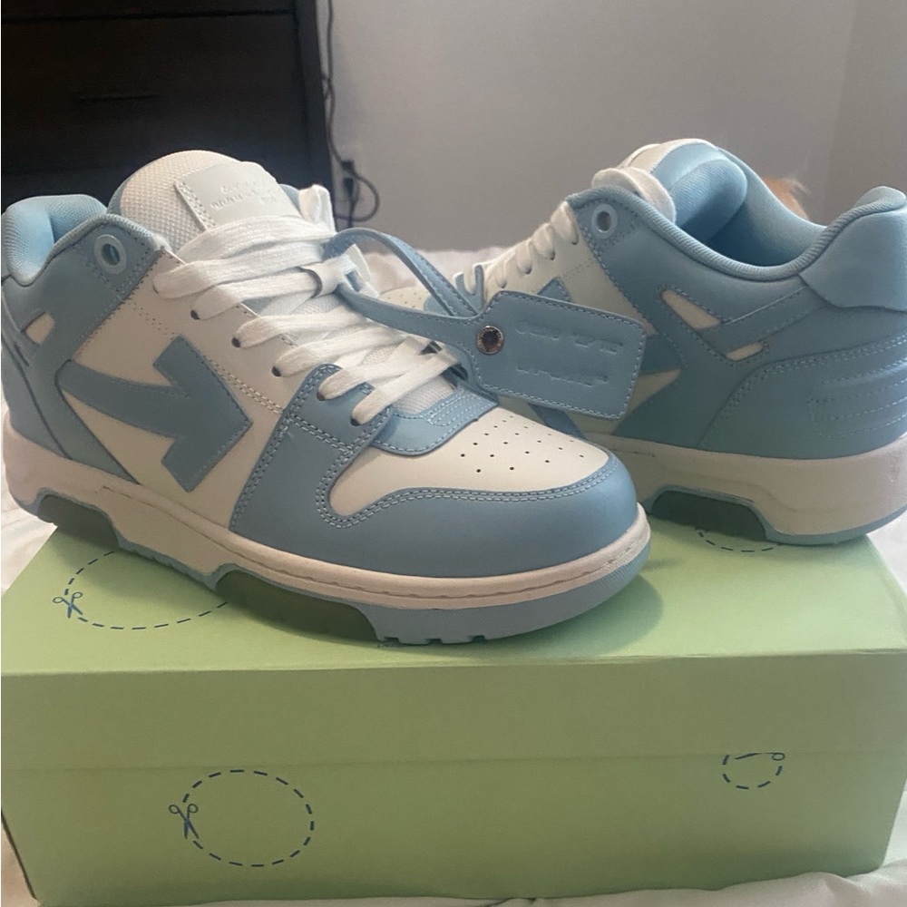White/Light blue “Out Of Office” Off White